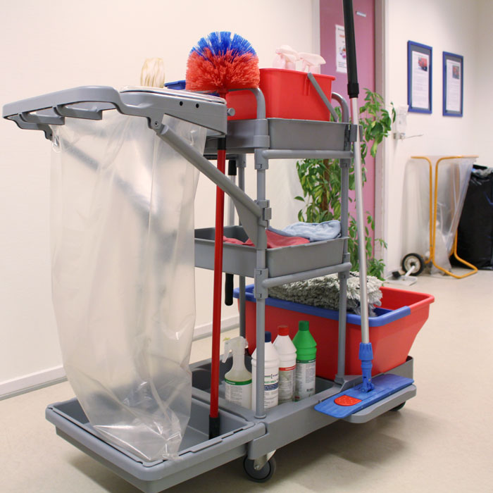 Cleaning trolley at a workplace